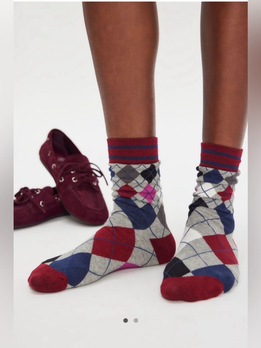 NWT Free People Argyle Socks Grey Combo